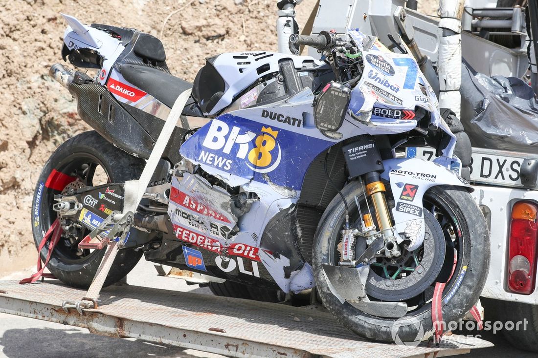 Bike of Alex Marquez, Gresini Racing after his crash
