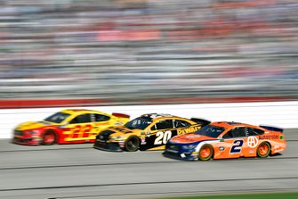 Joey Logano, Team Penske, Ford Mustang Shell Pennzoil, Erik Jones, Joe Gibbs Racing, Toyota Camry DeWalt and Brad Keselowski, Team Penske, Ford Mustang