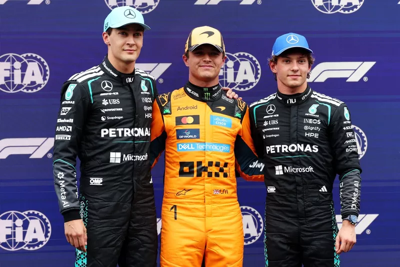 Lando Norris, McLaren, George Russell, Mercedes, Andrea Kimi Antonelli, Mercedes
