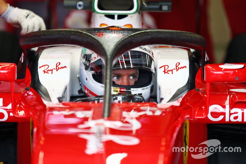 Sebastian Vettel, Ferrari SF16-H, rueda con la protección de cabeza Halo 2