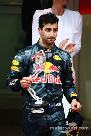 Second placed Daniel Ricciardo, Red Bull Racing on the podium