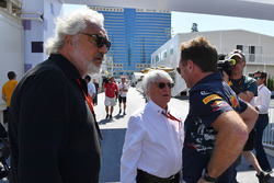 Flavio Briatore, Bernie Ecclestone, Christian Horner, Red Bull Racing director del equipo