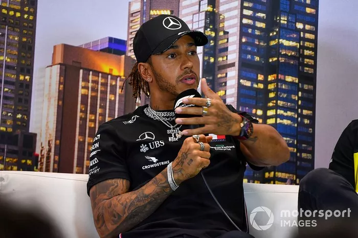Lewis Hamilton, Mercedes-AMG Petronas F1, in conferenza stampa