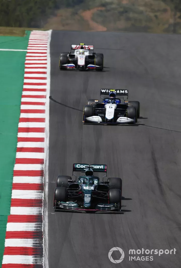 Lance Stroll, Aston Martin AMR21, Nicholas Latifi, Williams FW43B, Mick Schumacher, Haas VF-21