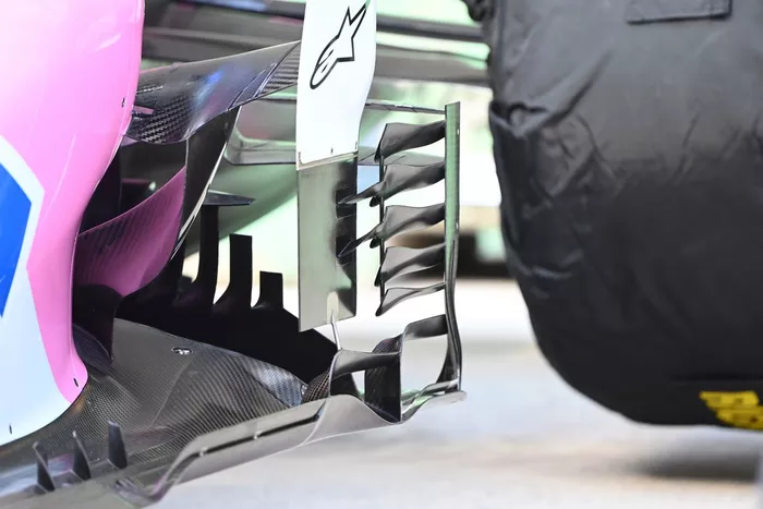 Racing Point RP20 detalle de los sidepods 