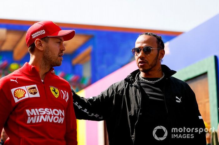 Sebastian Vettel, Ferrari y Lewis Hamilton, Mercedes AMG F1 
