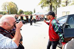 Lewis Hamilton, Mercedes AMG F1, arrives at the circuit