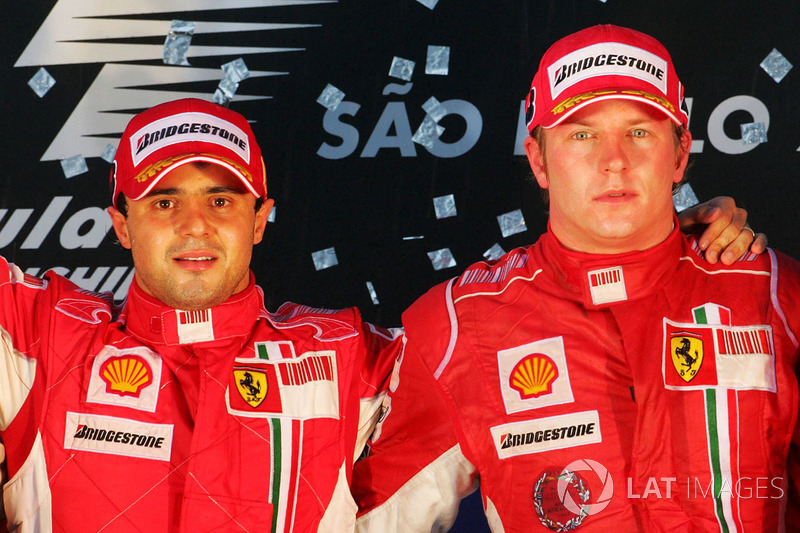 Podium: race winner Felipe Massa, Ferrari and third place Kimi Raikkonen, Ferrari