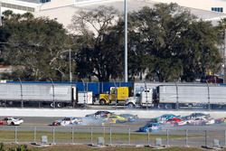 Crash: Bobby Labonte, Joe Gibbs Racing Toyota and Jeb Burton, Richard Petty Motorsports Ford