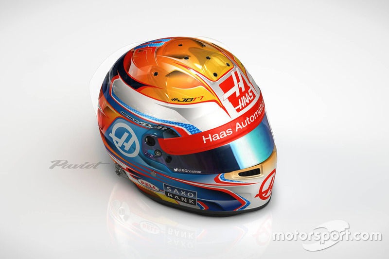 Le casque de Romain Grosjean, Haas F1 Team