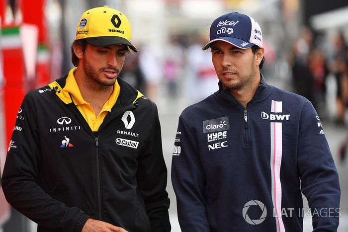 Carlos Sainz Jr., Renault Sport F1 Team y Sergio Perez, Racing Point Force India F1 Team