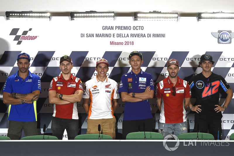 Andrea Iannone, Team Suzuki MotoGP, Jorge Lorenzo, Ducati Team, Marc Marquez, Repsol Honda Team, Valentino Rossi, Yamaha Factory Racing, Andrea Dovizioso, Ducati Team, Bagnaia