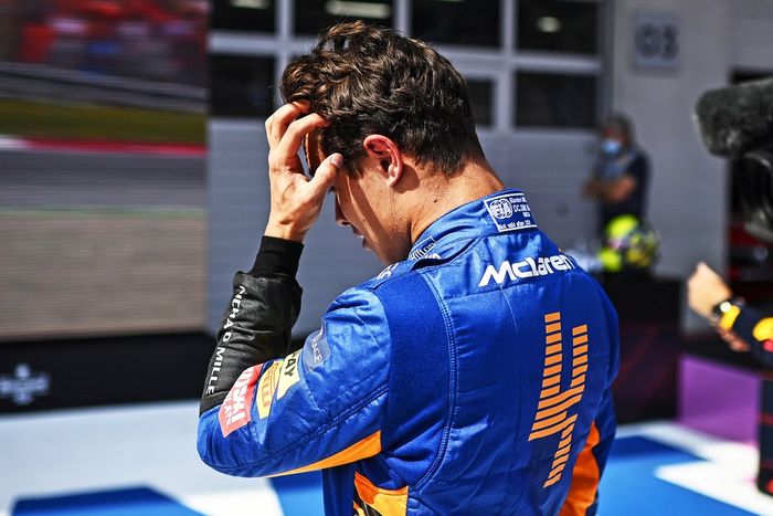 Segundo puesto Lando Norris, McLaren en Parc Ferme