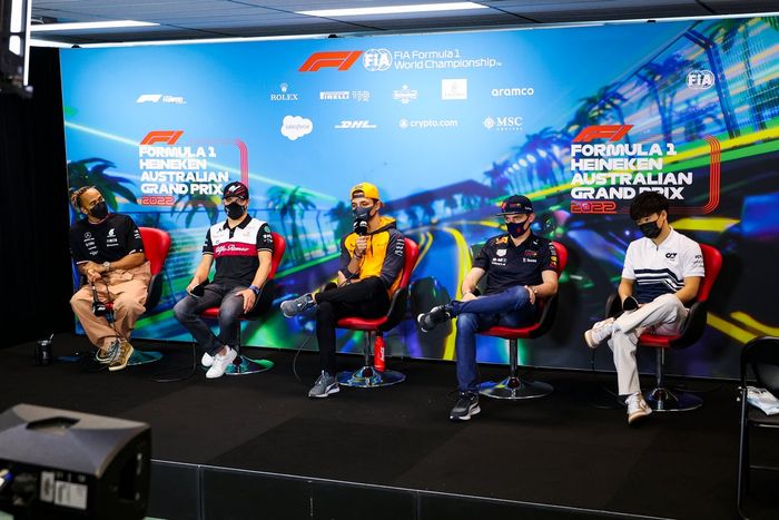 Lewis Hamilton, Mercedes-AMG, Valtteri Bottas, Alfa Romeo F1 Team, Lando Norris, McLaren, Max Verstappen, Red Bull Racing and Yuki Tsunoda, Scuderia AlphaTauri