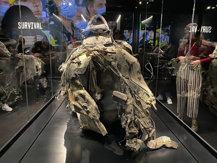 Chasis del accidente de Romain Grosjean, Haas, en Bahrein 2020