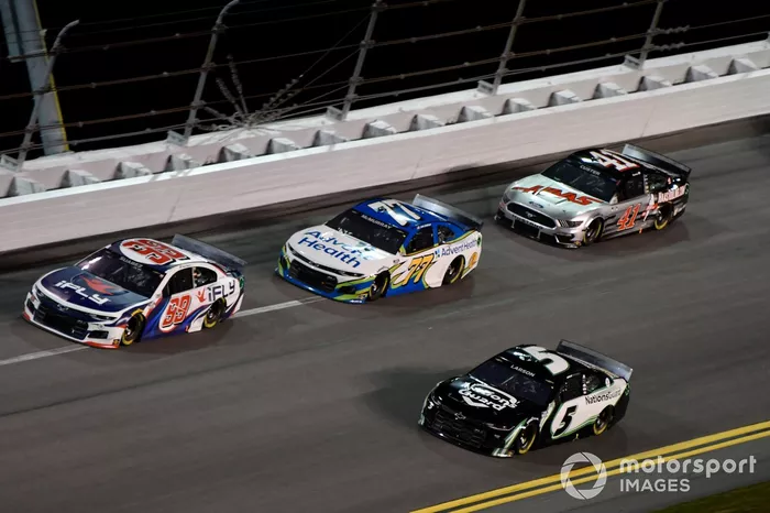 Kyle Larson, Hendrick Motorsports, Chevrolet Camaro NationsGuard Daniel Suarez, TrackHouse Racing, Chevrolet Camaro iFly Jamie McMurray, Spire Motorsports, Chevrolet Camaro AdventHealth Cole Custer, Stewart-Haas Racing, Ford Mustang HaasTooling.com