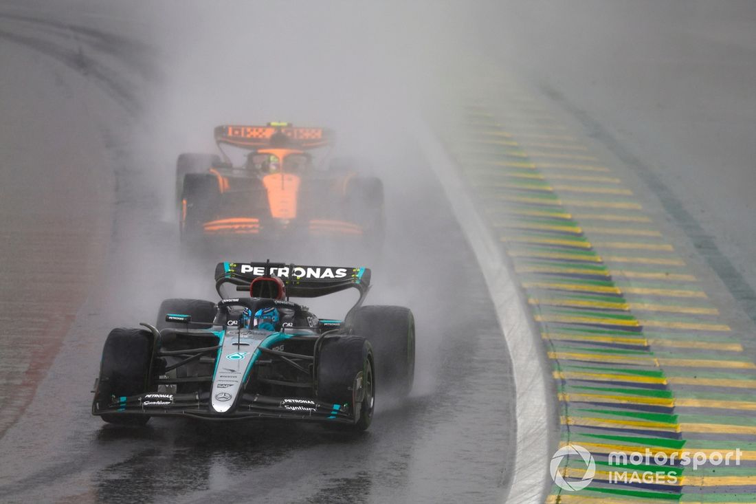 George Russell, Mercedes F1 W15, Lando Norris, McLaren MCL38