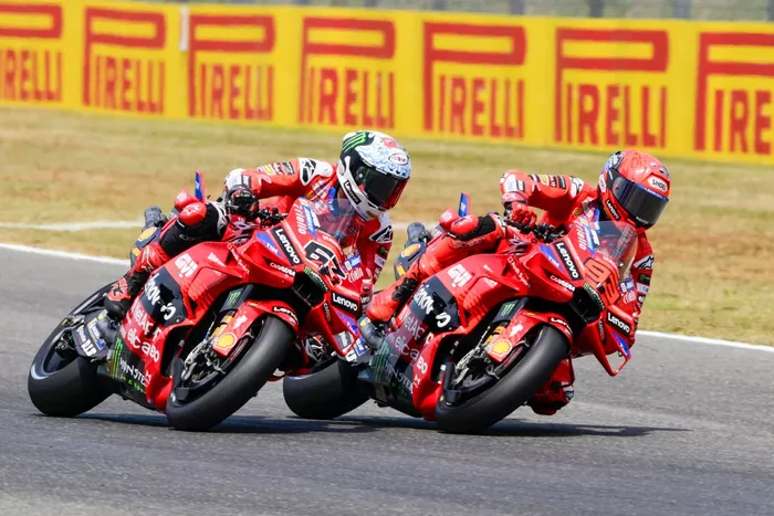 Marc Marquez, Ducati Team, Francesco Bagnaia, Ducati Team
