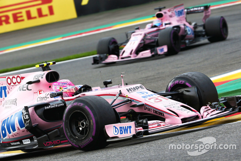 Esteban Ocon, Sahara Force India VJM10, Sergio Perez, Sahara Force India VJM10