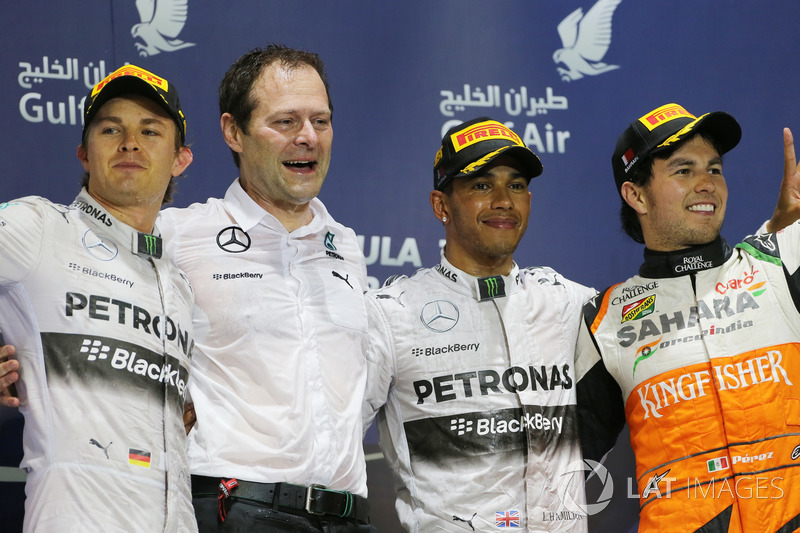 2014. Подіум: 1. Льюіс Хемілтон, Mercedes. 2. Ніко Росберг, Mercedes. 3. Серхіо Перес, Force India