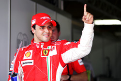 Pole sitter Felipe Massa, Ferrari celebrates in parc ferme