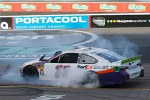 Race Winner Denny Hamlin, Joe Gibbs Racing, Toyota Camry FedEx Ground