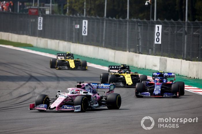 Sergio Perez, Racing Point RP19, Pierre Gasly, Toro Rosso STR14, Daniel Ricciardo, Renault R.S.19, y Nico Hulkenberg, Renault R.S. 19