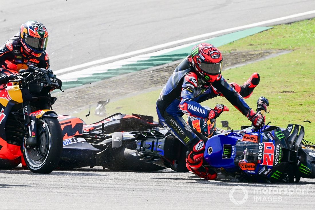 Brad Binder, Red Bull KTM Factory Racing, Jack Miller, Red Bull KTM Factory Racing, Fabio Quartararo, Yamaha Factory Racing Crash