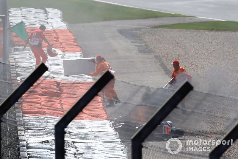 Andrea Dovizioso, Ducati Team and Fabio Quartararo, Petronas Yamaha SRT bikes on fire