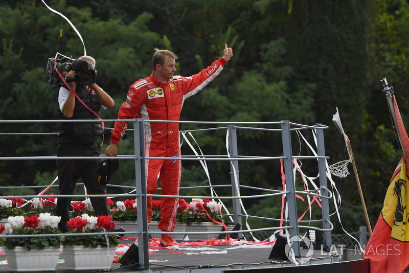 Second place Kimi Raikkonen, Ferrari on the podium