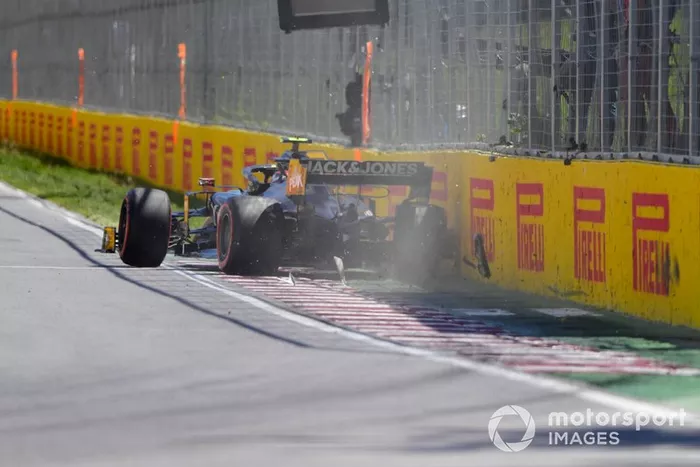 Choque de Kevin Magnussen, Haas VF-19 en la calificación