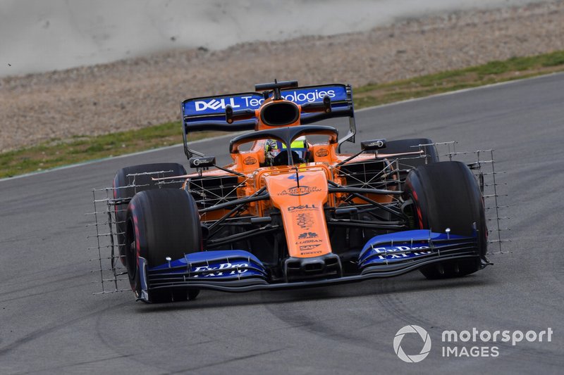 Lando Norris, McLaren MCL34, avec des capteurs aéro