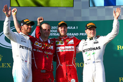 Podium: winner Sebastian Vettel, Ferrari, second place Lewis Hamilton, Mercedes AMG F1, third place