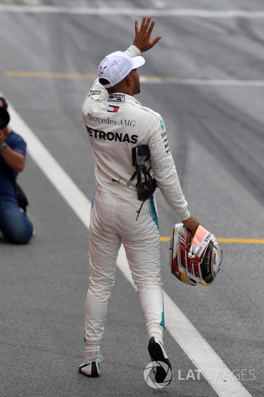 Second place Lewis Hamilton, Mercedes-AMG F1 celebrates in parc ferme