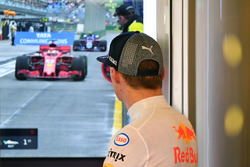Max Verstappen, Red Bull Racing watches the garage TV