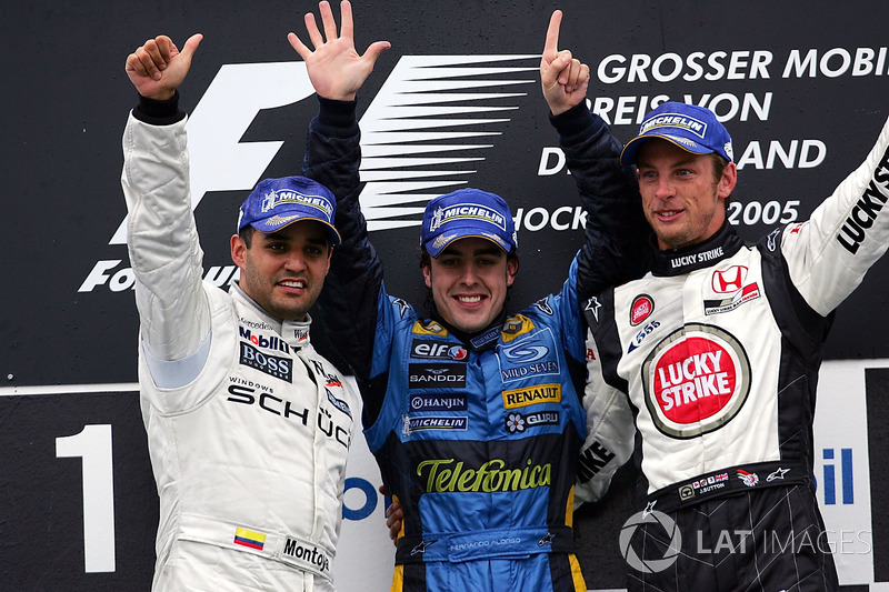 2005: 1. Fernando Alonso, 2. Juan Pablo Montoya, 3. Jenson Button