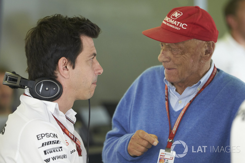 Toto Wolff, Executive Director (Business), Mercedes AMG, and Niki Lauda, Non-Executive Chairman, Mercedes AMG