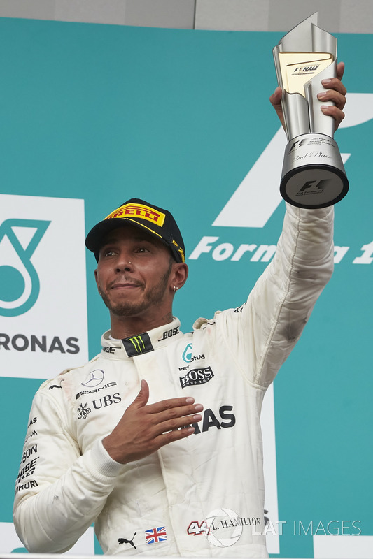 second place Lewis Hamilton, Mercedes AMG F1 on the podium