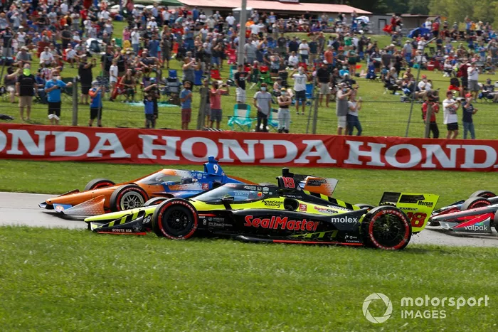 Inicio Santino Ferrucci, Dale Coyne Racing with Vasser Sullivan Honda, Scott Dixon, Chip Ganassi Racing Honda, chocan