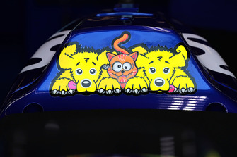 Dettaglio dell'adesivo sulla moto di Valentino Rossi, Yamaha Factory Racing