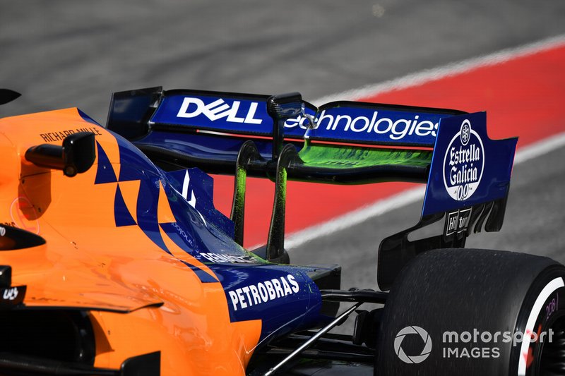 McLaren MCL34 alerón trasero y parafina aerodinámica
