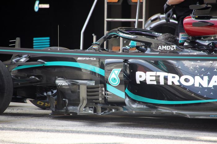 Mercedes F1 W11 detalle de los sidepods 