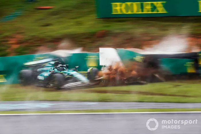 Lance Stroll, Aston Martin AMR24, se cae