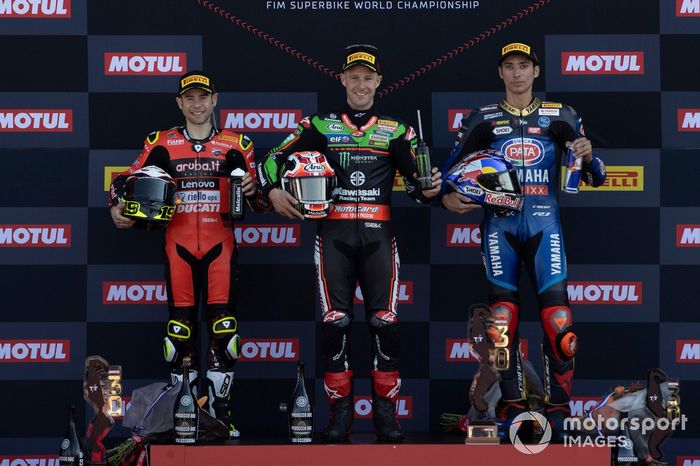 Podio: Alvaro Bautista, Aruba.it Racing Ducati, Jonathan Rea, Kawasaki Racing Team WSBK, Toprak Razgatlioglu, Pata Yamaha WorldSBK