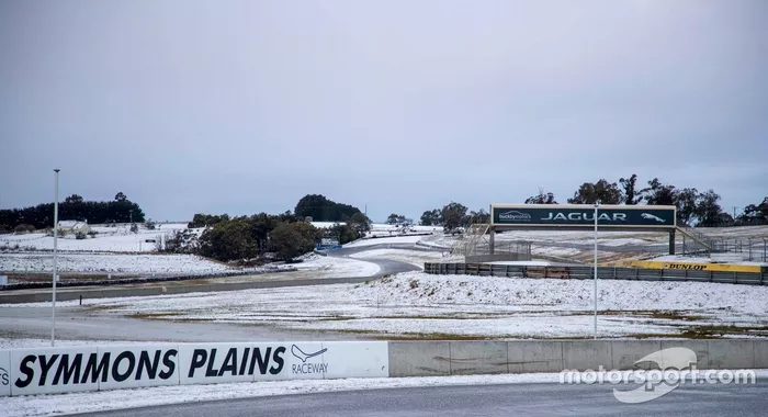 Symmons Plains covered in snow