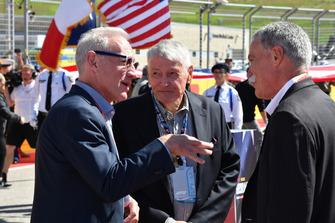 Chase Carey, Chief Executive Officer and Executive Chairman of the Formula One Group with Greg Maffei, President and CEO of Liberty Media and John Malone, Liberty Media Chairman