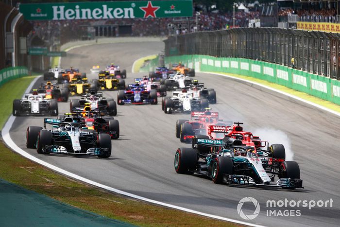Lewis Hamilton, Mercedes AMG F1 W09 EQ Power+, Valtteri Bottas, Mercedes AMG F1 W09 EQ Power+, Sebastian Vettel, Ferrari SF71H, Kimi Raikkonen, Ferrari SF71H, Max Verstappen, Red Bull Racing RB14