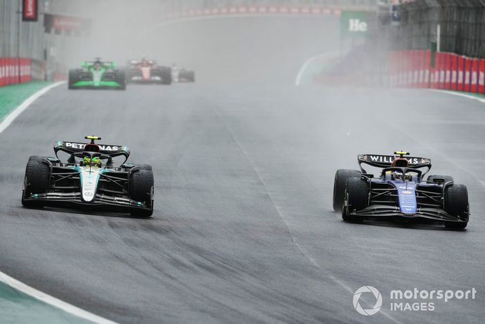 Lewis Hamilton, Mercedes F1 W15, lucha con Franco Colapinto, Williams FW46 