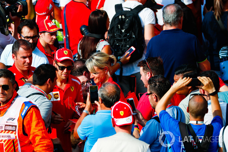 Sebastian Vettel, Ferrari, meets the tifosi