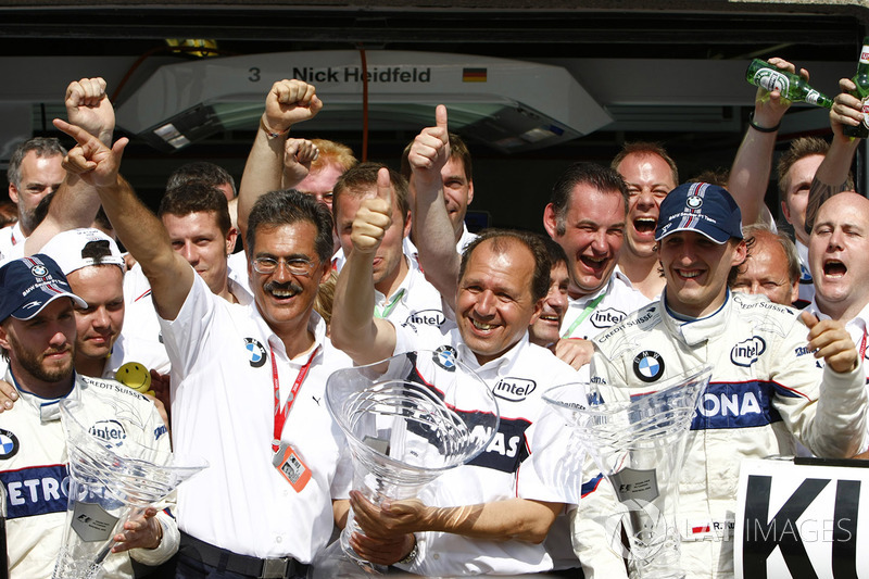 Tweede plaats Nick Heidfeld, BMW Sauber F1.08, winnaar Robert Kubica, BMW Sauber F1.08, Mario Theiss